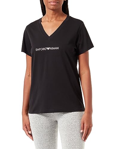 Emporio Armani Damen Emporio Armani Women's V Neck T-shirt Iconic Logoband T Shirt, Schwarz, L EU von Emporio Armani