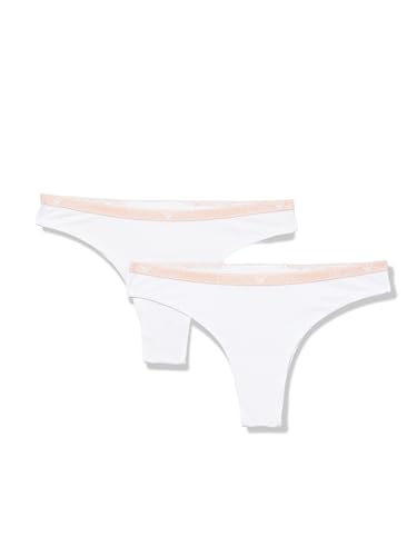 Emporio Armani Damen Essential Studs Logo 2-Pack Brasilian Unterwäsche, Bianco, S von Emporio Armani