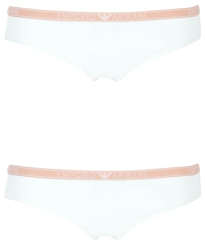 Emporio Armani Damen Essential Studs Logo 2-Pack Brief Unterwäsche, Bianco, L von Emporio Armani