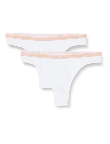 Emporio Armani Damen Essential Studs Logo 2-Pack Thong Unterwäsche, Bianco, L von Emporio Armani