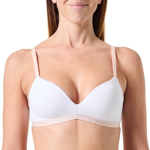 Emporio Armani Damen Essential Studs Logo Padded Triangle Bra Gepolsterter BH, Bianco, M von Emporio Armani