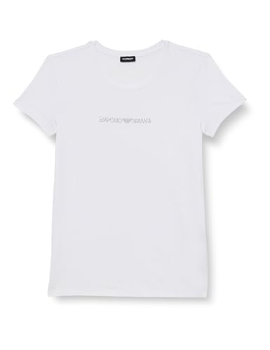 Emporio Armani Damen Essential Studs Logo Round Neck T-Shirt, Weiß, M von Emporio Armani