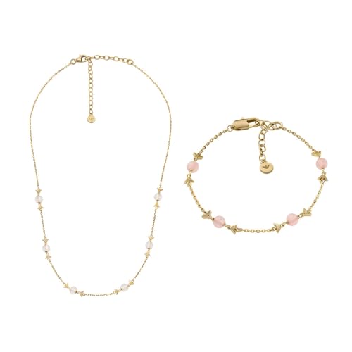 Emporio Armani Damen Goldfarbene Messing Halskette und Armband, Set von Emporio Armani