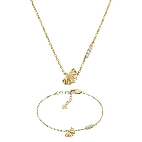 Emporio Armani Damen Goldfarbener Messing Halskette und Armband, Set von Emporio Armani