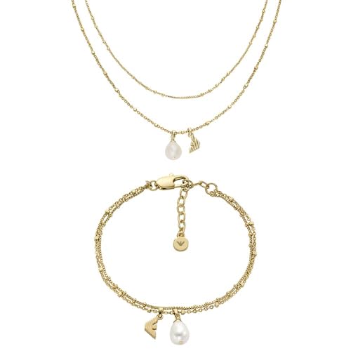 Emporio Armani Damen Goldfarbener Messing Halskette und Armband, Set Emporio Armani Damen Goldfarbener Messing Halskette und Armband, Set von Emporio Armani