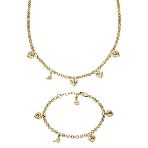 Emporio Armani Damen Goldfarbener Messing Halskette und Armband, Set von Emporio Armani