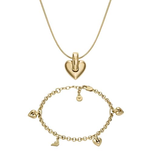Emporio Armani Damen Goldfarbener Messing Halskette und Armband, Set Emporio Armani Damen Goldfarbener Messing Halskette und Armband, Set von Emporio Armani