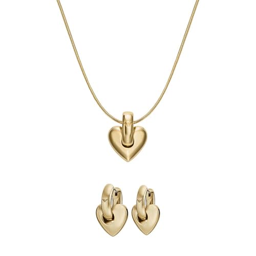 Emporio Armani Damen Goldfarbener Messing Halskette und Ohrringe, Set Emporio Armani Damen Goldfarbener Messing Halskette und Ohrringe, Set von Emporio Armani