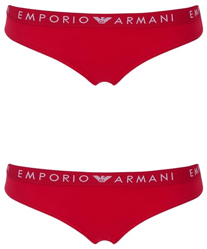Emporio Armani Damen Iconic Logoband 2-Pack Brief Slip, Rosso LACCA, XS von Emporio Armani