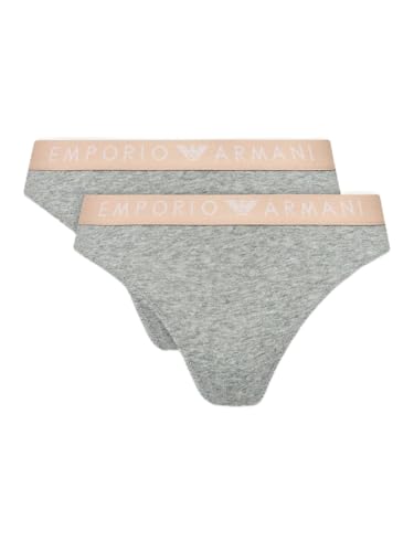Emporio Armani Damen Iconic Logoband 2-Pack Brasilian Halber Slip, GRIGIOMELANGE CHIARO, L von Emporio Armani