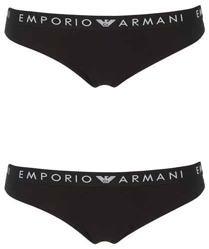 Emporio Armani Damen Iconic Logoband 2-Pack Brasilian Halber Slip, Nero, M von Emporio Armani