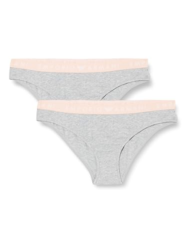 Emporio Armani Damen Iconic Logoband 2-Pack Brief Slip, GRIGIOMELANGE CHIARO, M von Emporio Armani