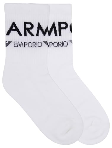 Emporio Armani Damen Iconic Logoband 2-Pack Short 2ER-Pack Kurze SOCKEN, Bianco, One Size von Emporio Armani