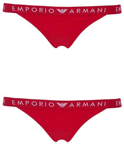 Emporio Armani Damen Iconic Logoband 2-Pack Thong Tanga-Höschen, Rosso LACCA, S von Emporio Armani