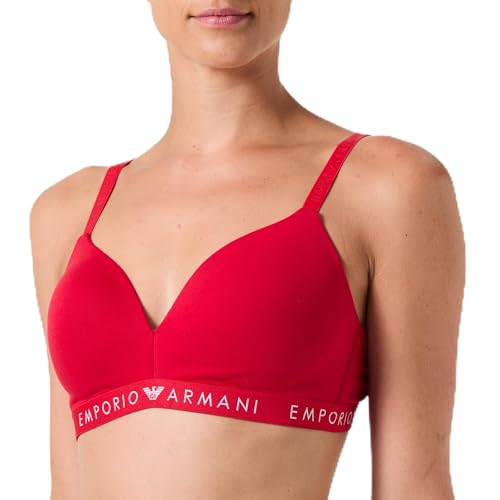 Emporio Armani Damen Iconic Logoband Padded Triangle Bra Gepolsterter BH, Rosso LACCA, S von Emporio Armani