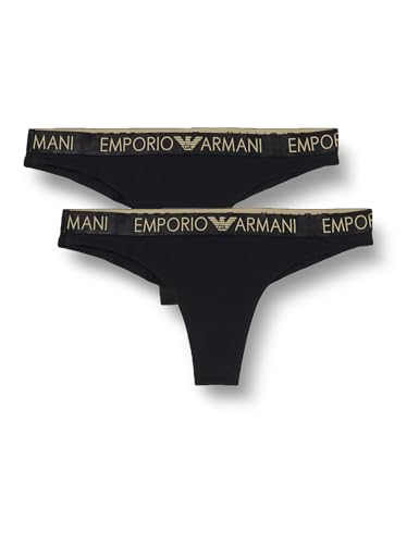 Emporio Armani Damen Iconic Microfiber 2-Pack Brasilian Unterwäsche, Nero, S von Emporio Armani
