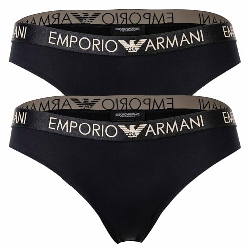 Emporio Armani Damen Iconic Microfiber 2-Pack Brief Unterwäsche, Nero, L von Emporio Armani