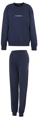 Emporio Armani Damen Interlock Lounge Long Pajamas Pyjama-Set, Marine, S von Emporio Armani