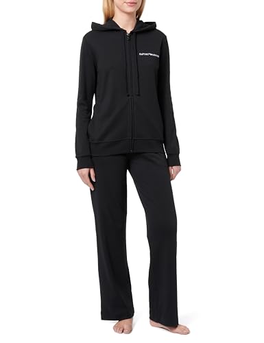 Emporio Armani Damen Interlock Lounge Zip Tracksuit Sweatshirt, Schwarz, L von Emporio Armani