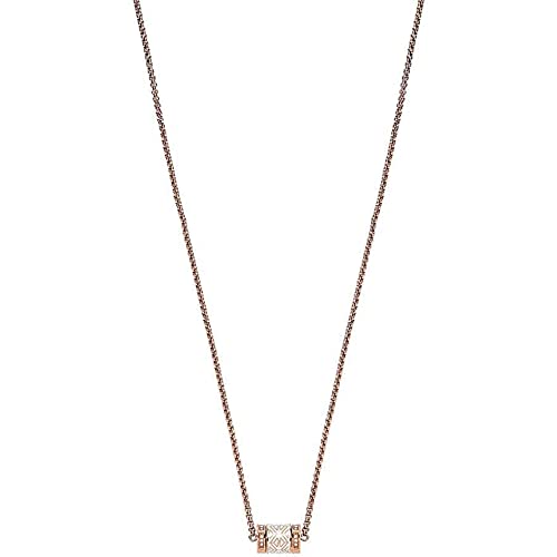 Emporio Armani Halskette Für Frauen, Gesamtlänge: 40Cm+ 5Cm Verstellbare Kette Größe Rondell: 12X10X2mm Rose Gold Edelstahl Halskette, EGS2828221 von Emporio Armani