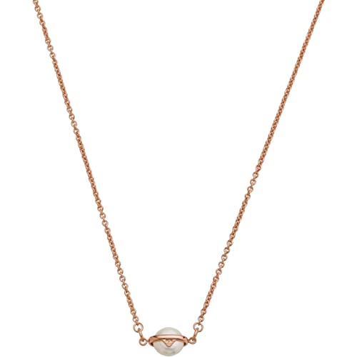 Emporio Armani Halskette Für Frauen, Gesamtlänge: 35Cm+ 7Cm Verstellbare Kette Größe Perle: 9-10mm Rose Gold Sterling Silber Halskette, EG3532221 von Emporio Armani