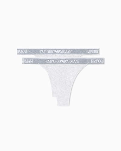 Emporio Armani Damen Logoband 2-Pack T-Thong Tangahöschen, grau, S von Emporio Armani