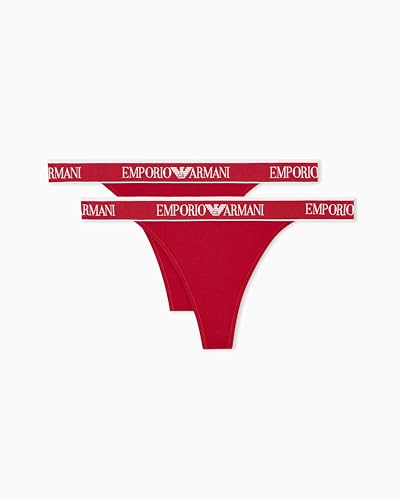Emporio Armani Damen Logoband 2-Pack T-Thong Tangahöschen, rot, M von Emporio Armani