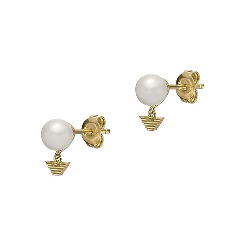 Emporio Armani Damen Ohrringe aus Edelstahl oder Halbedelsteinen mit Push-Back-Verschluss, Helles Gold von Emporio Armani