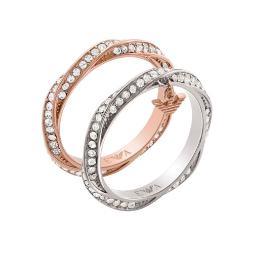 EMPORIO ARMANI Damen Ring set, Rose Gold-Tone und zwei-Tone Edelstahl Band, EGS3024SET6.5 von Emporio Armani