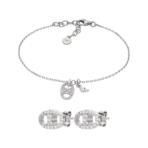 Emporio Armani Damen Silberfarbener Armband und Ohrringe, Set Emporio Armani Damen Silberfarbener Armband und Ohrringe, Set von Emporio Armani