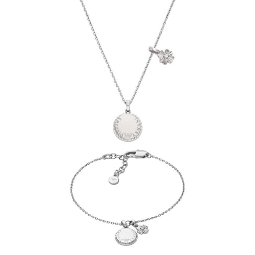 Emporio Armani Damen Silberfarbener Messing Halskette und Armband, Set Emporio Armani Damen Silberfarbener Messing Halskette und Armband, Set von Emporio Armani