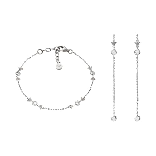 Emporio Armani Damen Silberfarbener Sterlingsilber Armband und Ohrringe, Set Emporio Armani Damen Silberfarbener Sterlingsilber Armband und Ohrringe, Set von Emporio Armani