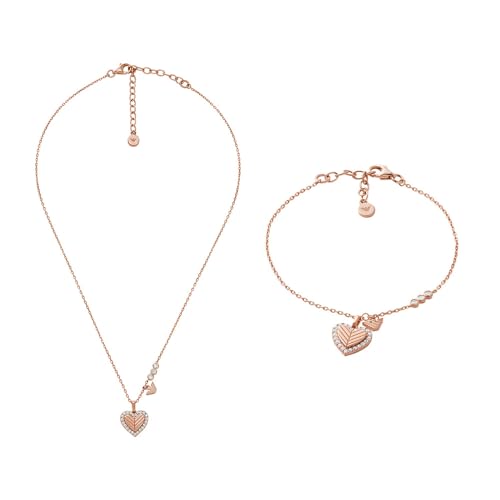 Emporio Armani Damen Silberfarbener Sterlingsilber Halskette und Ohrringe Zweifarbig, Set Emporio Armani Damen Silberfarbener Sterlingsilber Halskette und Ohrringe Zweifarbig, Set von Emporio Armani