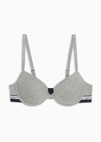 Emporio Armani Damen Stretch Cotton Logoband Push Up Bra, Light Grey Melange, 75B EU von EMPORIO ARMANI