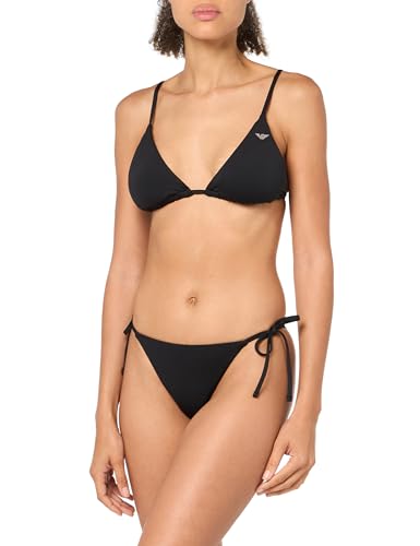 Emporio Armani Damen Triangle and String Brazilian Studs Bikini Set, Black, M von Emporio Armani