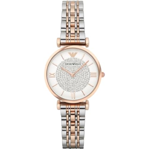 Emporio Armani Uhr für Damen , Zweizeiger Uhrwerk, 32mm Rose Gold Edelstahlgehäuse mit Edelstahlarmband, AR1926 von Emporio Armani