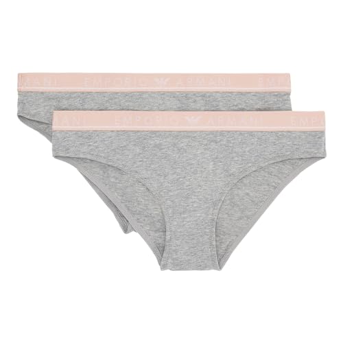 Emporio Armani Damen Unterwäsche Slip Brief Stretch Cotton 2er Pack, Farbe:Grau, Artikel:-00948 Light Grey Melange, Größe:S von Emporio Armani
