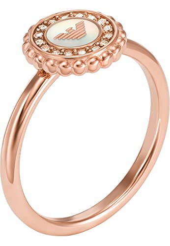 EMPORIO ARMANI Damenring Rose Gold-Tone Edelstahl Mutter der Perle Zentrum Focal, EGS30202218 von Emporio Armani