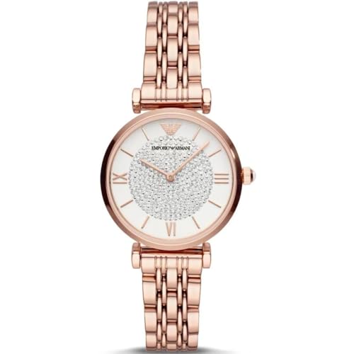 Emporio Armani Uhr für Damen , Zweizeiger Uhrwerk, 32mm Rose Gold Edelstahlgehäuse mit einem Edelstahlarmband, AR11244 von EMPORIO ARMANI
