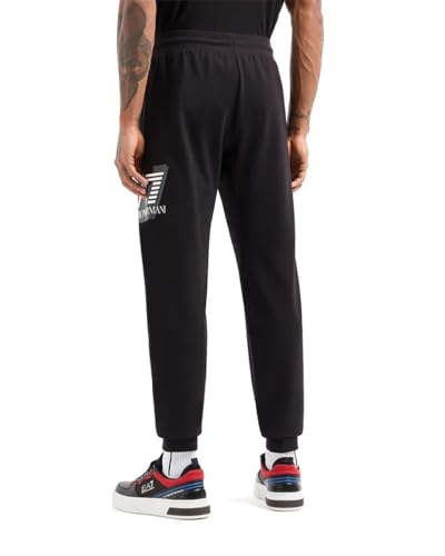 Emporio Armani EA7 Herren-Jogginghose mit Bündchen, Visibility aus Baumwolle - 3DPP73, Schwarz , S von Emporio Armani