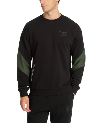 Emporio Armani EA7 Herren Sweatshirt Black - Green S von Emporio Armani