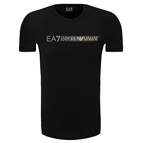 Emporio Armani EA7 Herren-T-Shirt 'reflektierend', Rundhalsausschnitt, kurze Ärmel (M, schwarz), Schwarz von Emporio Armani