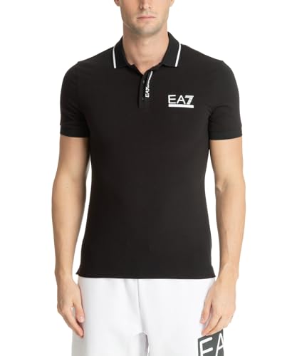 Emporio Armani EA7 Herren Tennis Club Poloshirt aus Stretch-Baumwolle - 3DPF17, Schwarz , Small von Emporio Armani