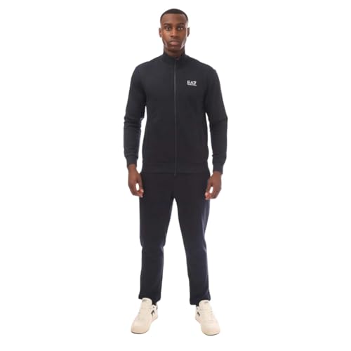 Emporio Armani EA7 Herren Trainingsanzug Core Identity aus Baumwolljersey mit Reißverschluss, Dunkelblau., M von Emporio Armani