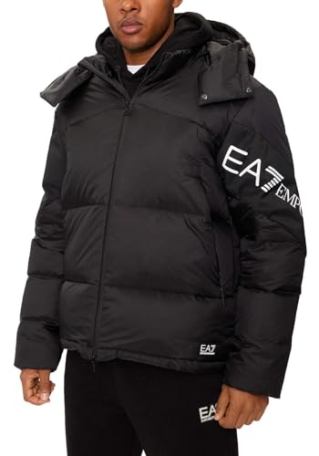 Emporio Armani EA7 Herrenjacke aus Gänsefedern mit Maxi-Logo, 6DPB33, Schwarz, M von Emporio Armani