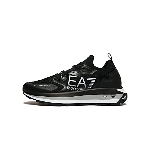 Emporio Armani EA7 Sneakers Herren Black - Weiß, Black Silver, 46 2/3 EU von Emporio Armani