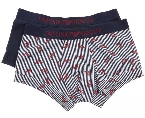Emporio Armani - Emporio Armani 2er Set Boxershorts Trunk, Dunkelblau / Weiß 111210 - Gr. - M von Emporio Armani