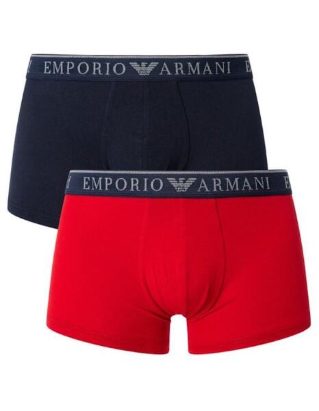 Emporio Armani - Emporio Armani 2er Set Stretch Cotton Trunk, Rot / Marine - Gr. - S von Emporio Armani