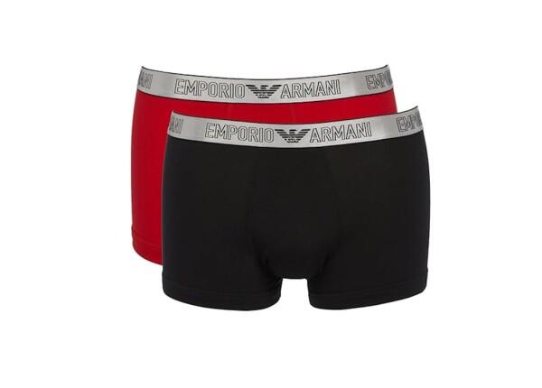 Emporio Armani - Emporio Armani 2er Set Stretch Cotton Trunk, Schwarz / Rot - Gr. - M von Emporio Armani