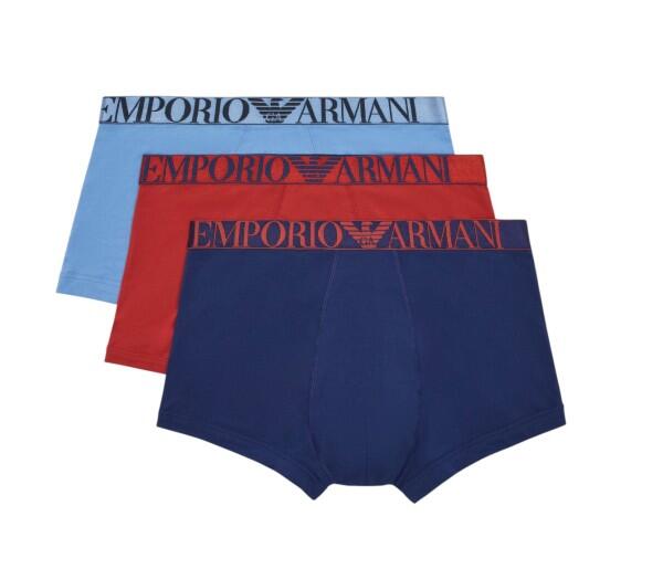 Emporio Armani - Emporio Armani 3er Set Stretch Cotton Trunk, Blau / Rot / Hellblau - Gr. - S von Emporio Armani